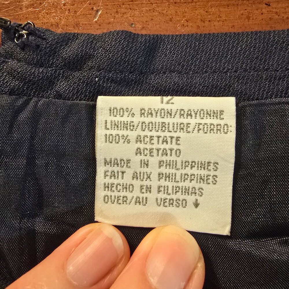 Skirt Navy Rayon Pockets Lined Liz Claiborne Collection size 12 1990s - Picture 7 of 12